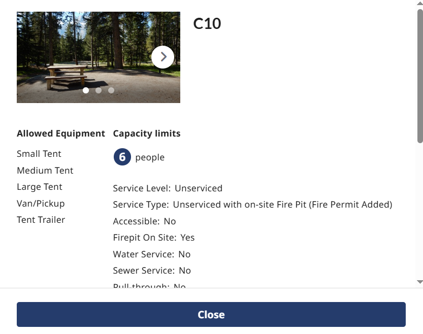 Parks Canada Camp Site Reservation