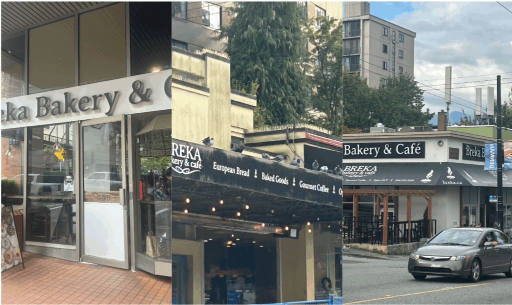 밴쿠버 다운타운의 브레카 지점들