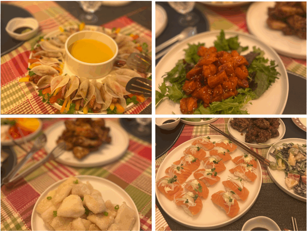 연말 파티 행복한 한 상 차림