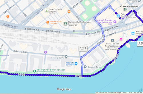 뉴 웨스트민스터r에서 프레이저 강를 따라 걷는 멋진 풍경의 트레일