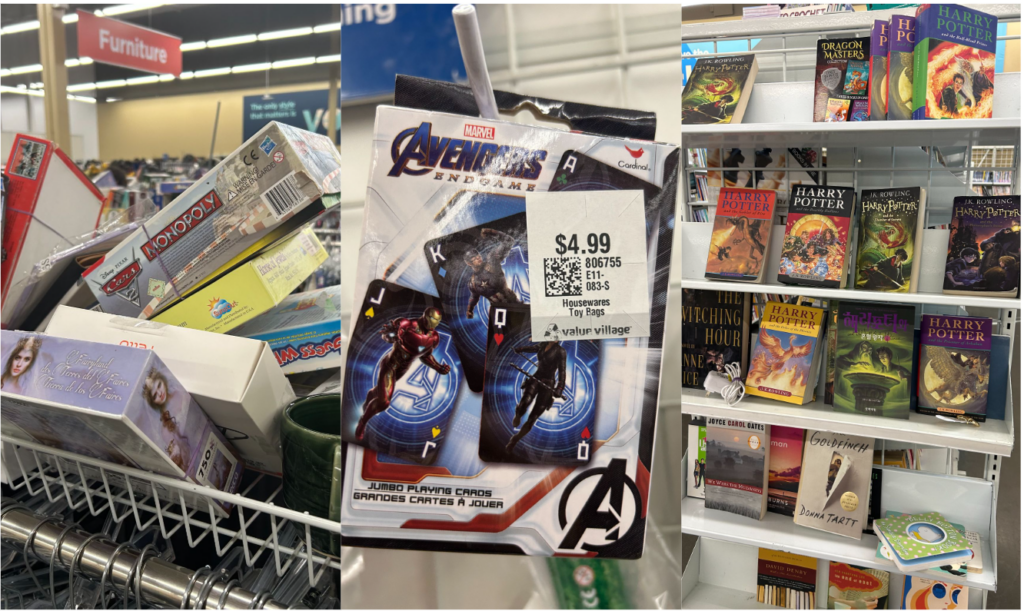 Value Village의 보드게임과 도서