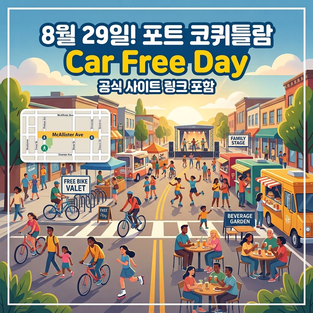 포트 코퀴틀람, 8월 29일 차 없는 날 축제(Car Free Day) 안내